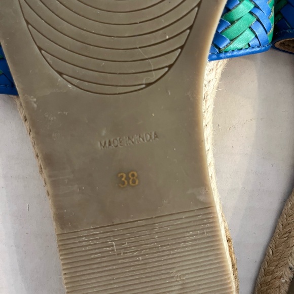 Boden Imogen footbed slides woven leather sandals blue green espadrille EU 38 - Picture 5 of 6